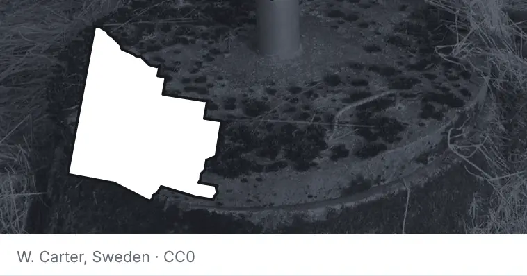 A septic tank access lid and riser, under the outline of Yavapai County. The source names Sweden.