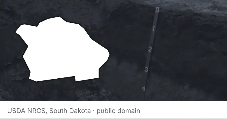 A soil profile in an open pit, under the outline of Citrus County. The source names South Dakota.