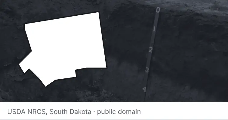 A soil profile in an open pit, under the outline of Forsyth County. The source names South Dakota.