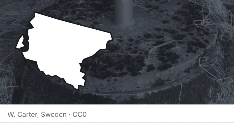A septic tank access lid and riser, under the outline of King County. The source names Sweden.
